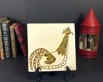Bennington Vermont Potters, Ceramic Chicken Tile, Trivet #1534, Wall Hanging