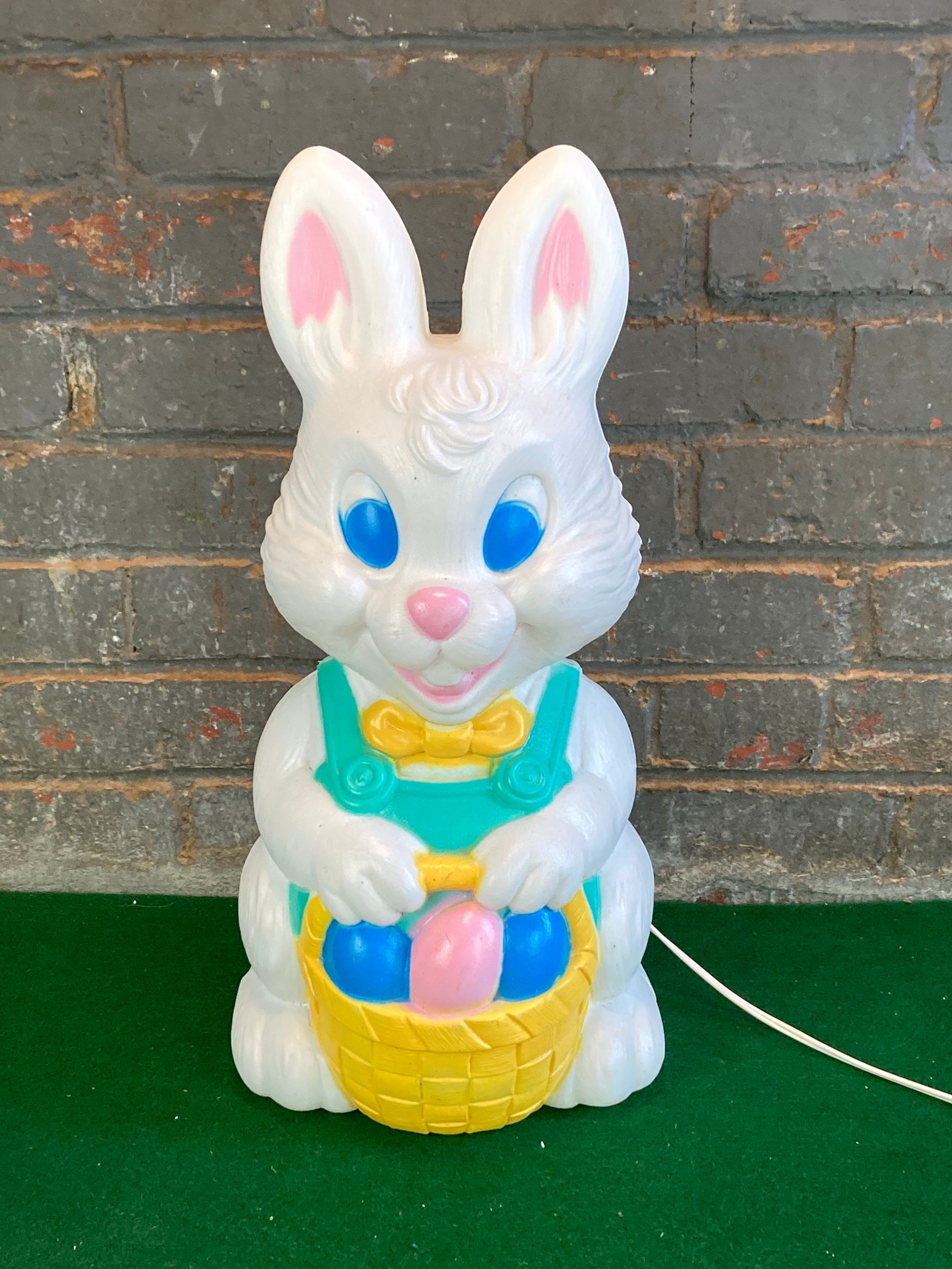 Vintage Blow Mold Easter Bunny, Light Up Decoration, 19 tall