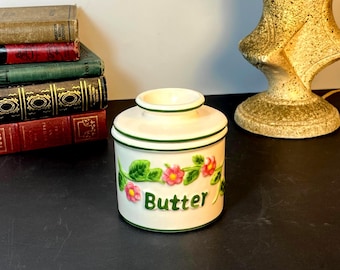 French Butter Bell, Hand Painted Embossed Flowers from L. Tremain