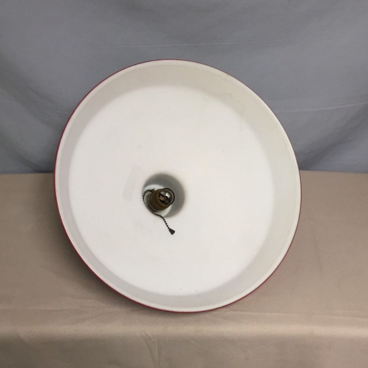 Old Industrial Red Metal Hanging Barn Light with New Braided Power Cord