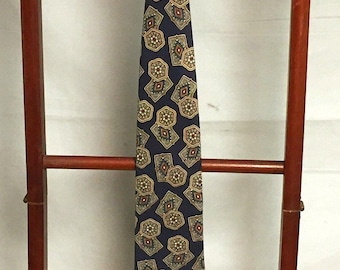 Jordache Mens Silk Tie, Navy Blue and Paisley Tie,