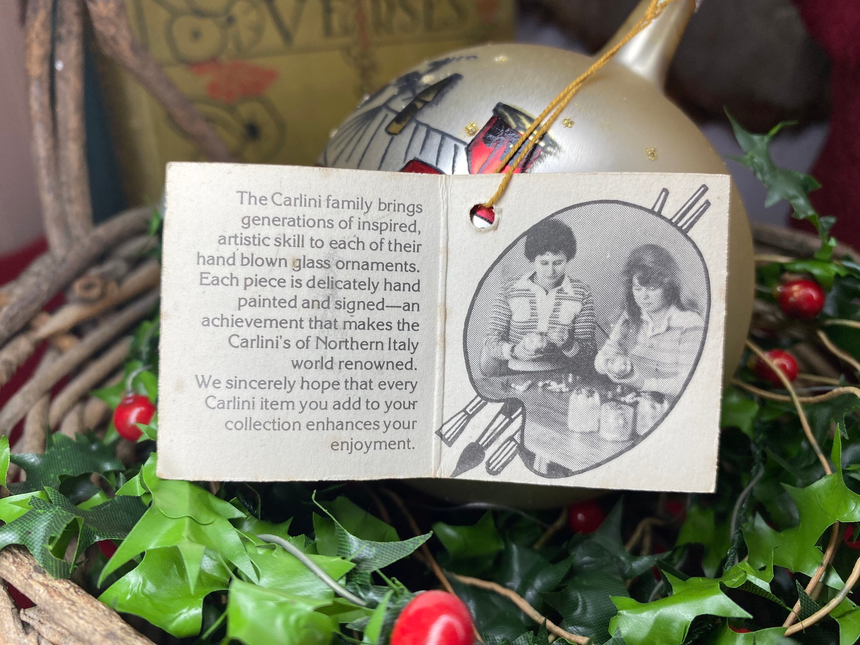 Hand Painted Glass Ball Ornament, Carlini Collection by Roman Glass