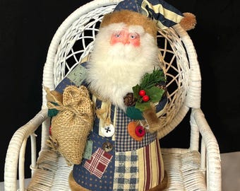 Folk Art Quilted Santa Tree Topper