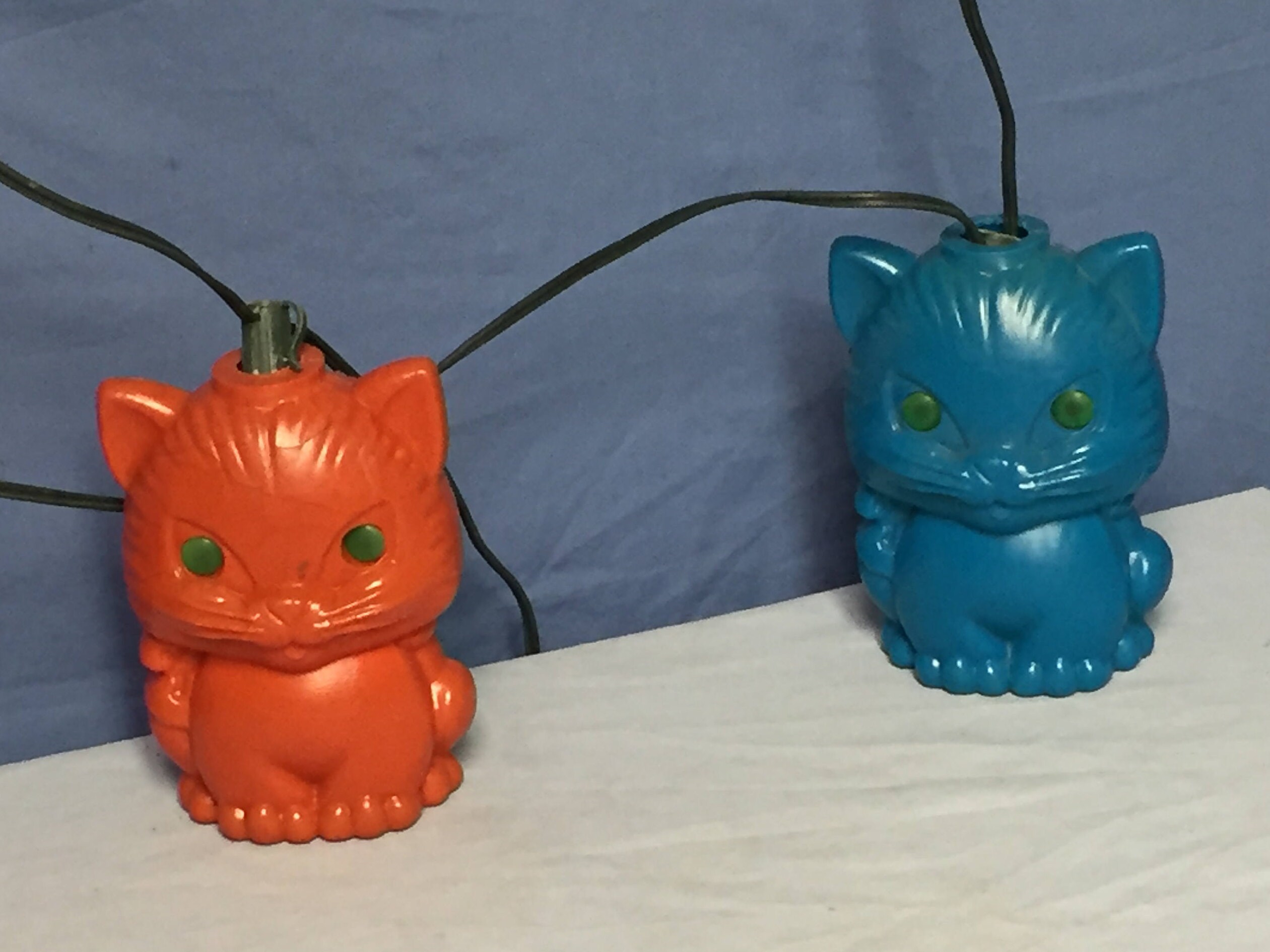 Vintage Outdoor Blow Mold Cat Party Lights, 1960's