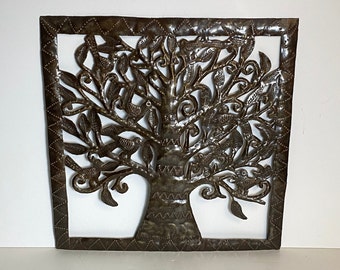 Tree of Life Hatian Folk Art, Jhonson Augustin Handmade Metal Sculpture