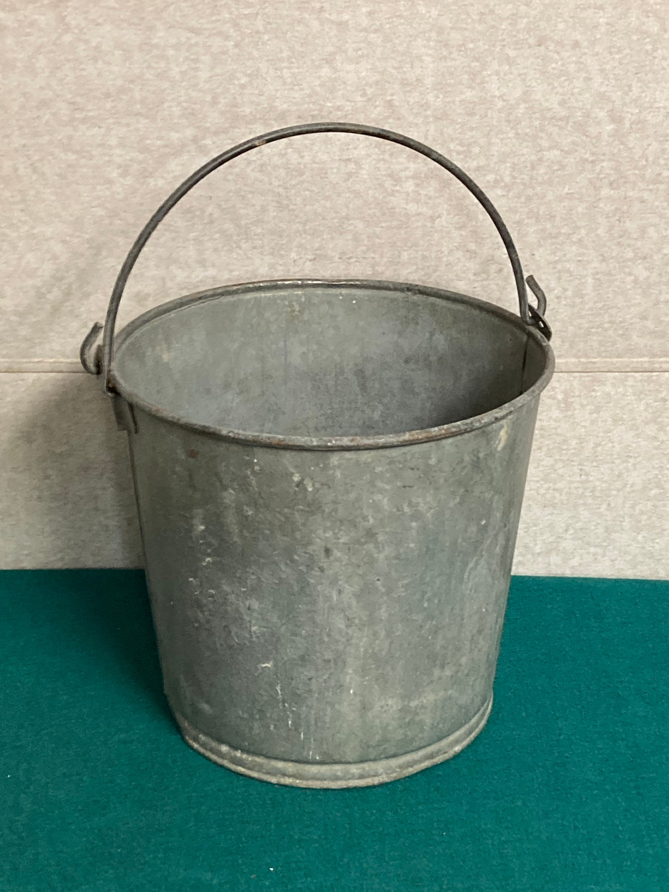 Vintage Galvanized 12 Mop Bucket, Shabby Flower Pot, Rustic Farmhouse