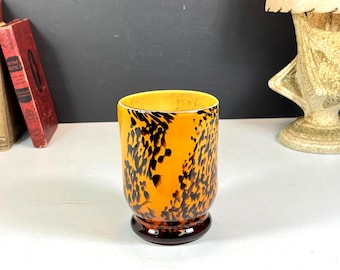Amber Cased Glass Vase with Leopard / Tortoise Shell Design