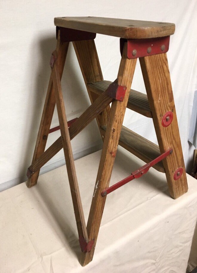 Small Unique Shabby Wooden Step Ladder 22 (2 step), with the Original ...