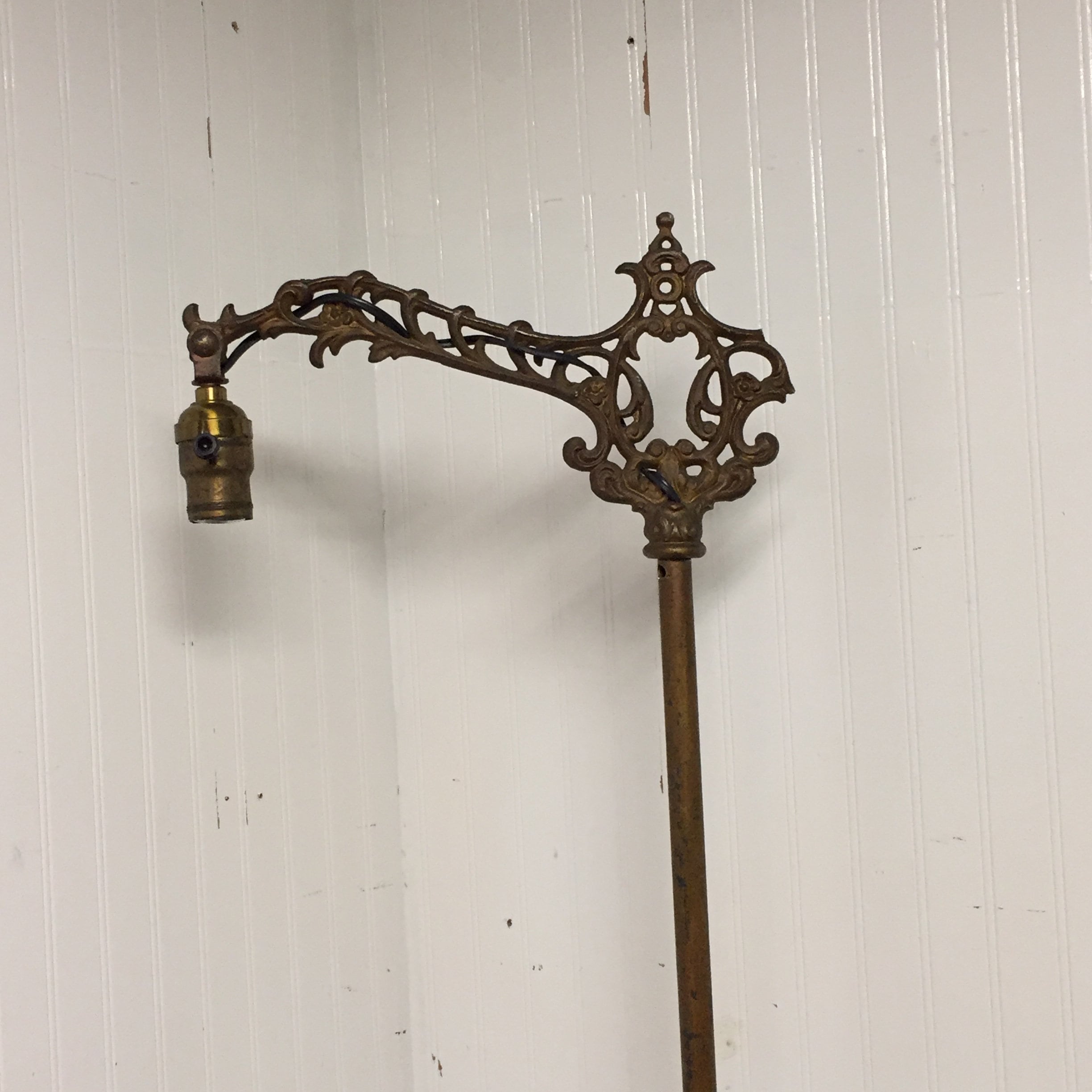 Antique 1920's Ornate Cast Iron Bridge Arm Floor Lamp with Claw Foot Base,  Art Deco, Goth Lighting Floor Lamp Light 57 Tall