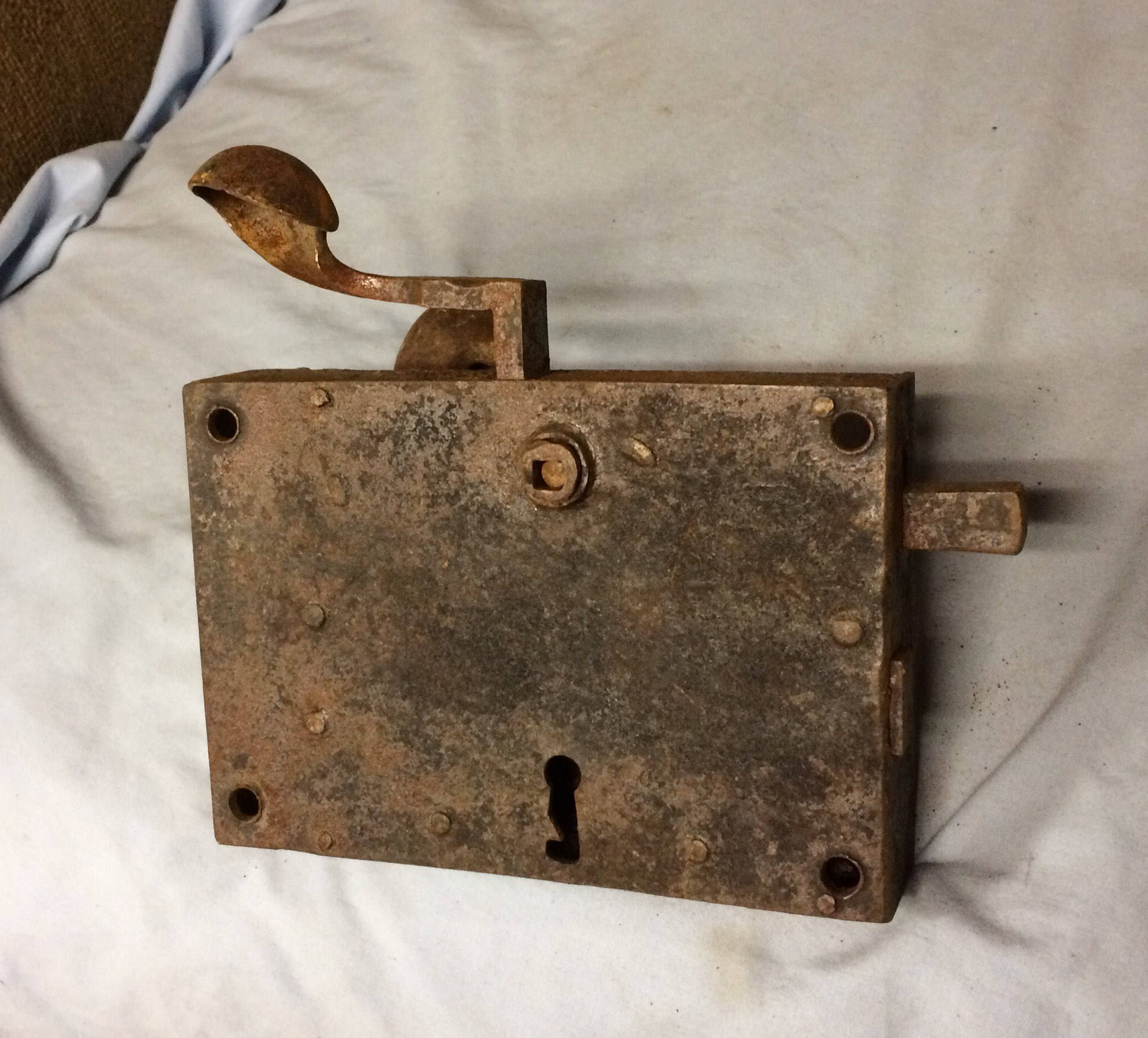 Antique Iron Pennsylvania German Door Lock Elbow Lock Lever