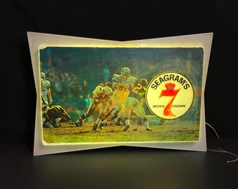 1970's Seagram's 7 Whiskey Light Up Advertising Sign, Football Game Scene