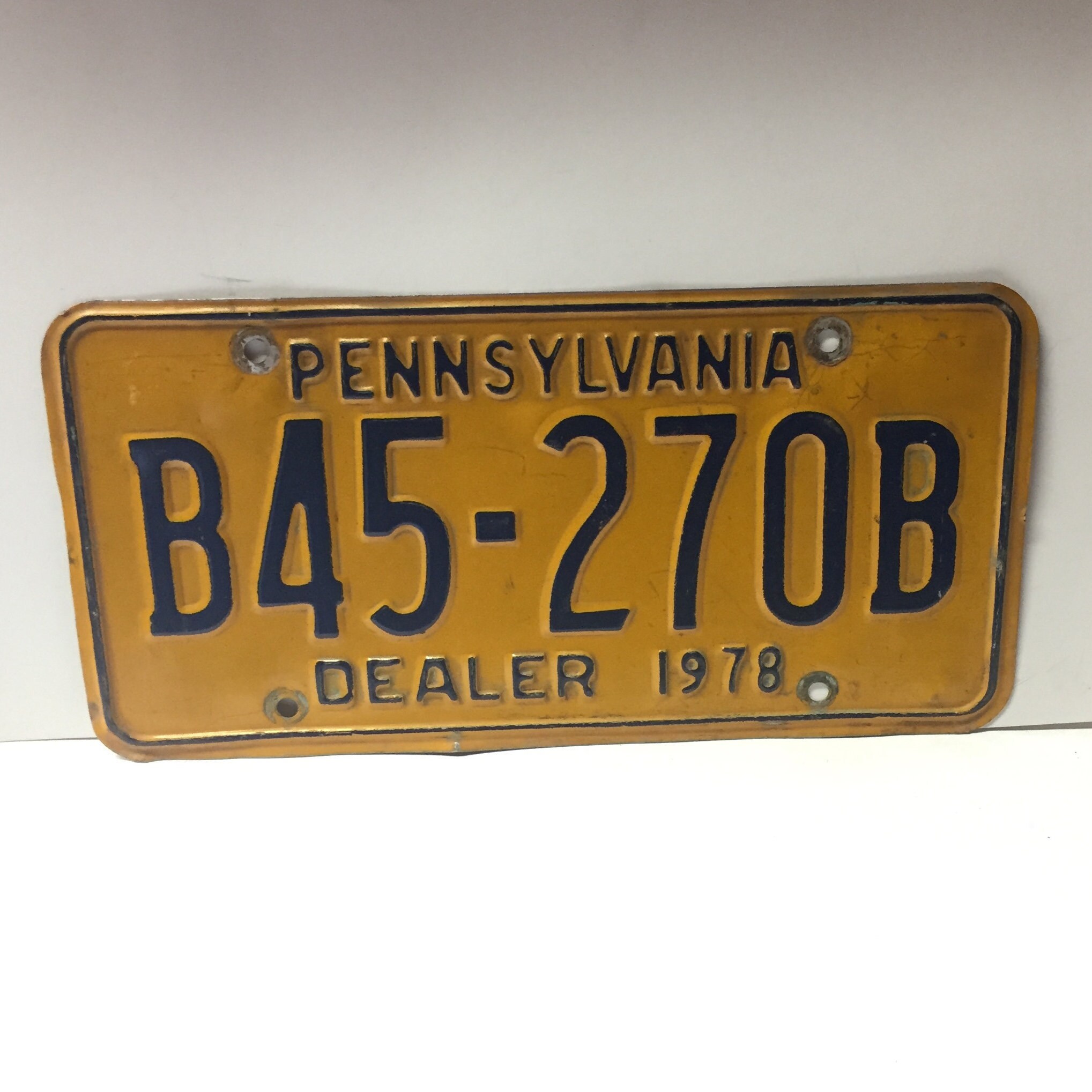 Pennsylvania Dealer License Plate, 1978, Number B45270B, Penna Tags