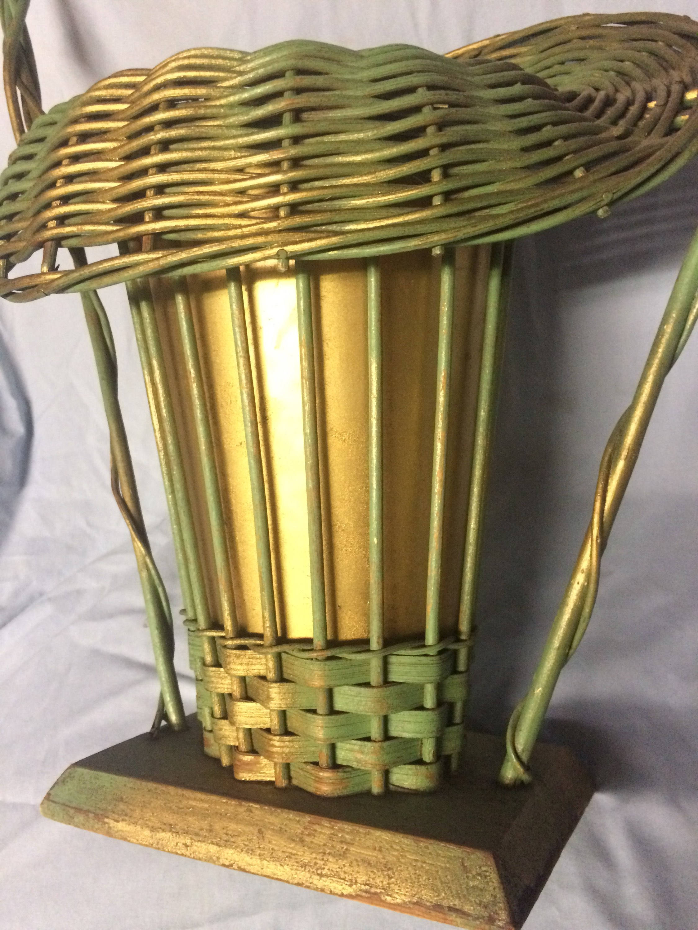 Vintage Wicker Funeral Flower Basket Wicker Graveside Cemetery Funeral