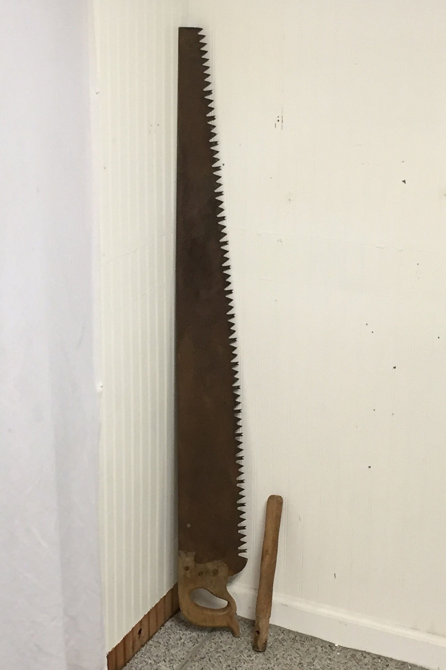 54 Crosscut Logging Saw 1 or 2 Man Hand Saw Champion Tooth, 48 Blade, Wall Decor, Primitive