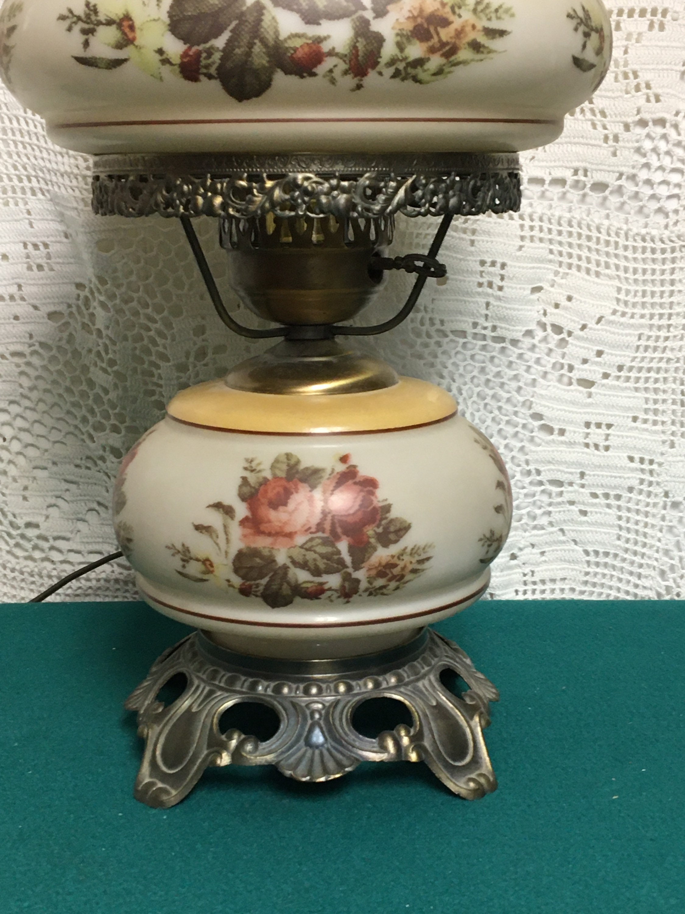 A Beautiful 18 Electric Victorian Hurricane Table Lamp with Night Light