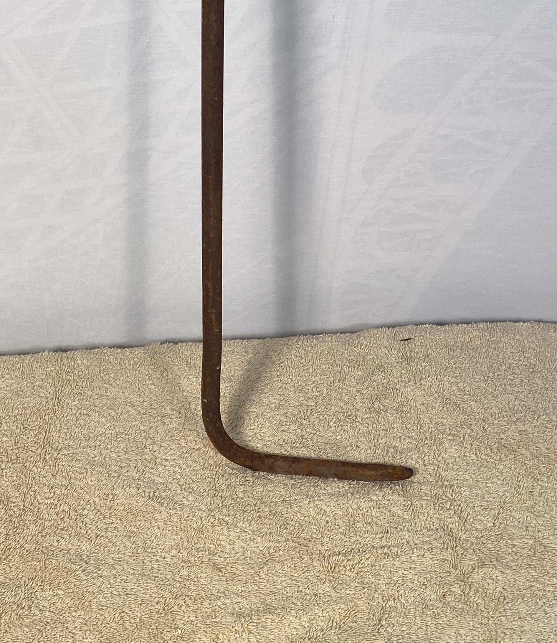 Antique Large 40 Hand Iron Fireplace Log Poker, Primitive