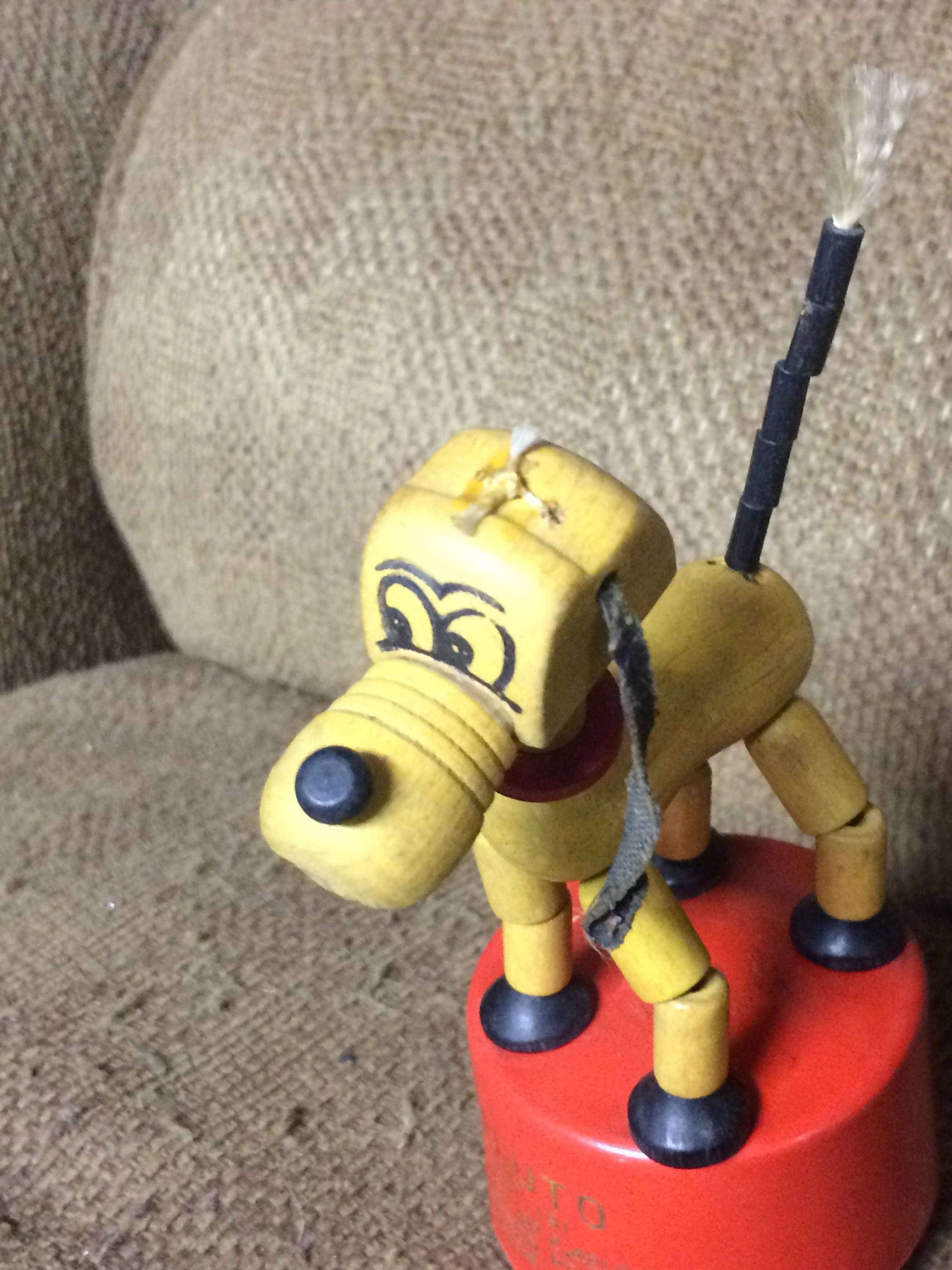 1950's Pluto Wooden Push Puppet with Red Base