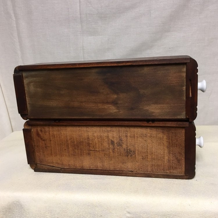 Set of 2 Singer Sewing Machine Drawers with White Porcelain Knobs