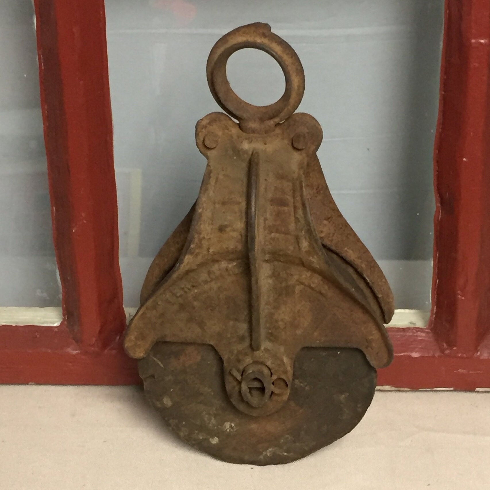 MYERS H-299 Cast Iron Pulley with Wooden Wheel, Block and Tackle Barn ...