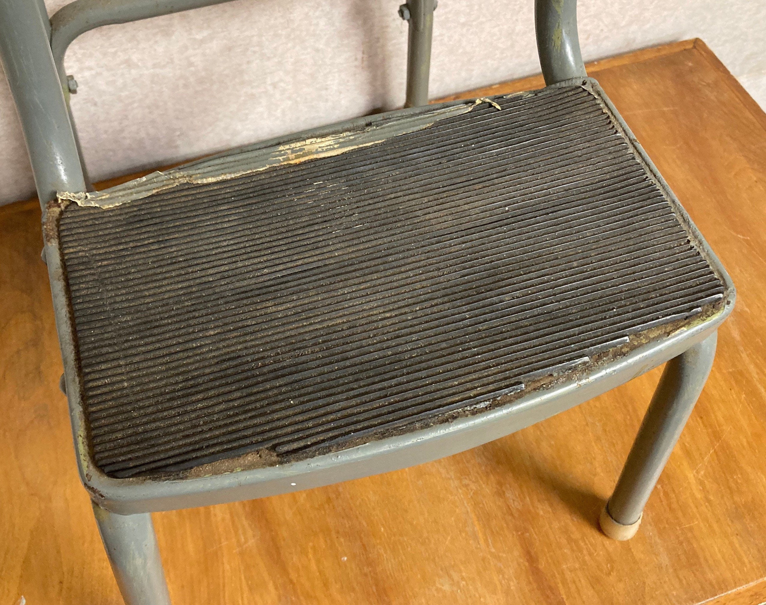 Mid Century Cosco 2 Step Metal Kitchen Step Stool, Plant Stand