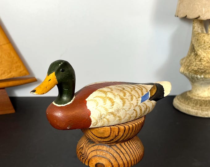 Featured listing image: Herb Daisey Jr. Hand Carved 1/4 Size Mallard Drake, Duck Decoy