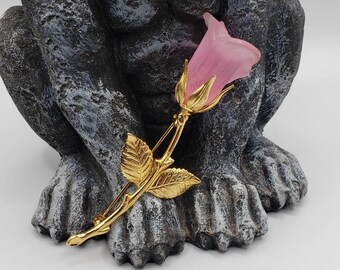 Pink Lucite Rose Brooch