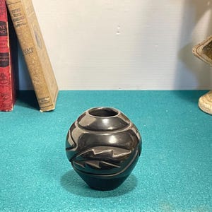 Santa Clara Pueblo Pottery, by Denise Chavarria Small Black Pot from 1991