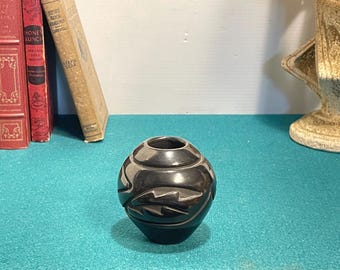Santa Clara Pueblo Pottery, by Denise Chavarria Small Black Pot from 1991