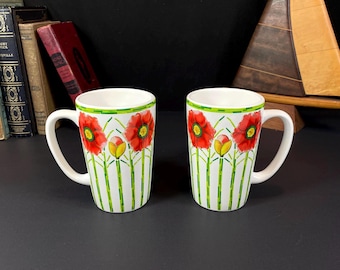 Poppy Mugs, Pair of 2, MMA, Made in Portugal, Metropolitan Museum of Art