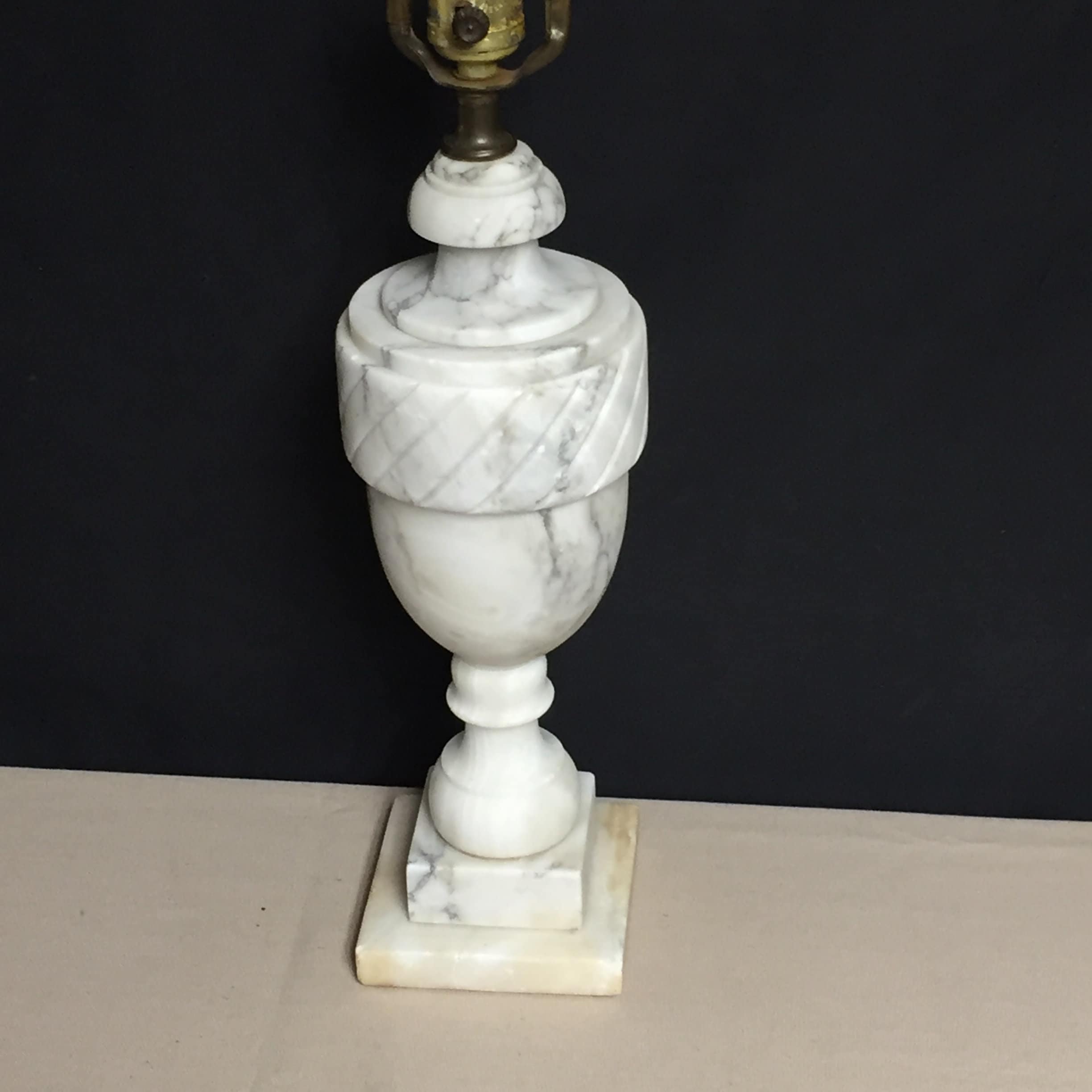 Antique Carved Alabaster Table Lamp, Night Stand Lamp, Marble Table