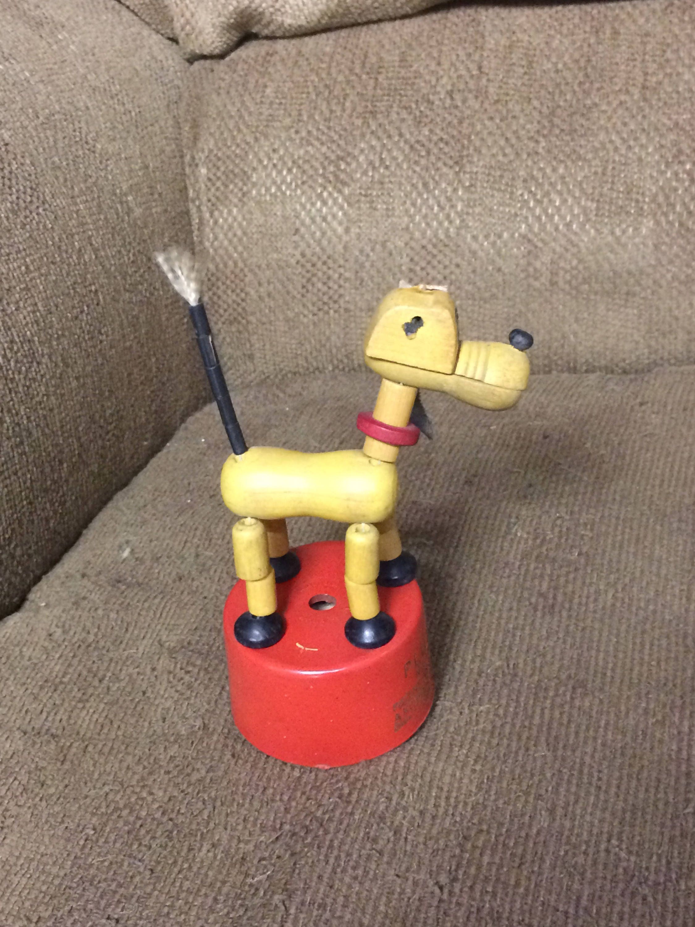 1950's Pluto Wooden Push Puppet with Red Base