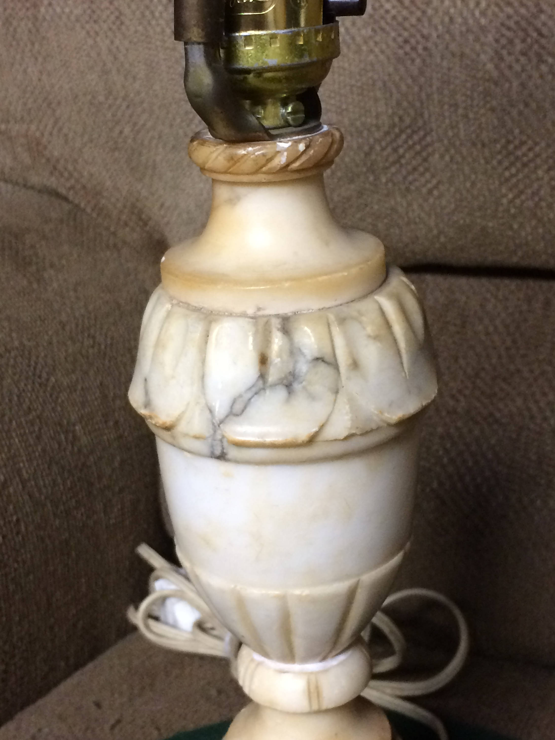 Antique Carved Alabaster Table Lamp Night Stand Lamp Marble Table Lamp