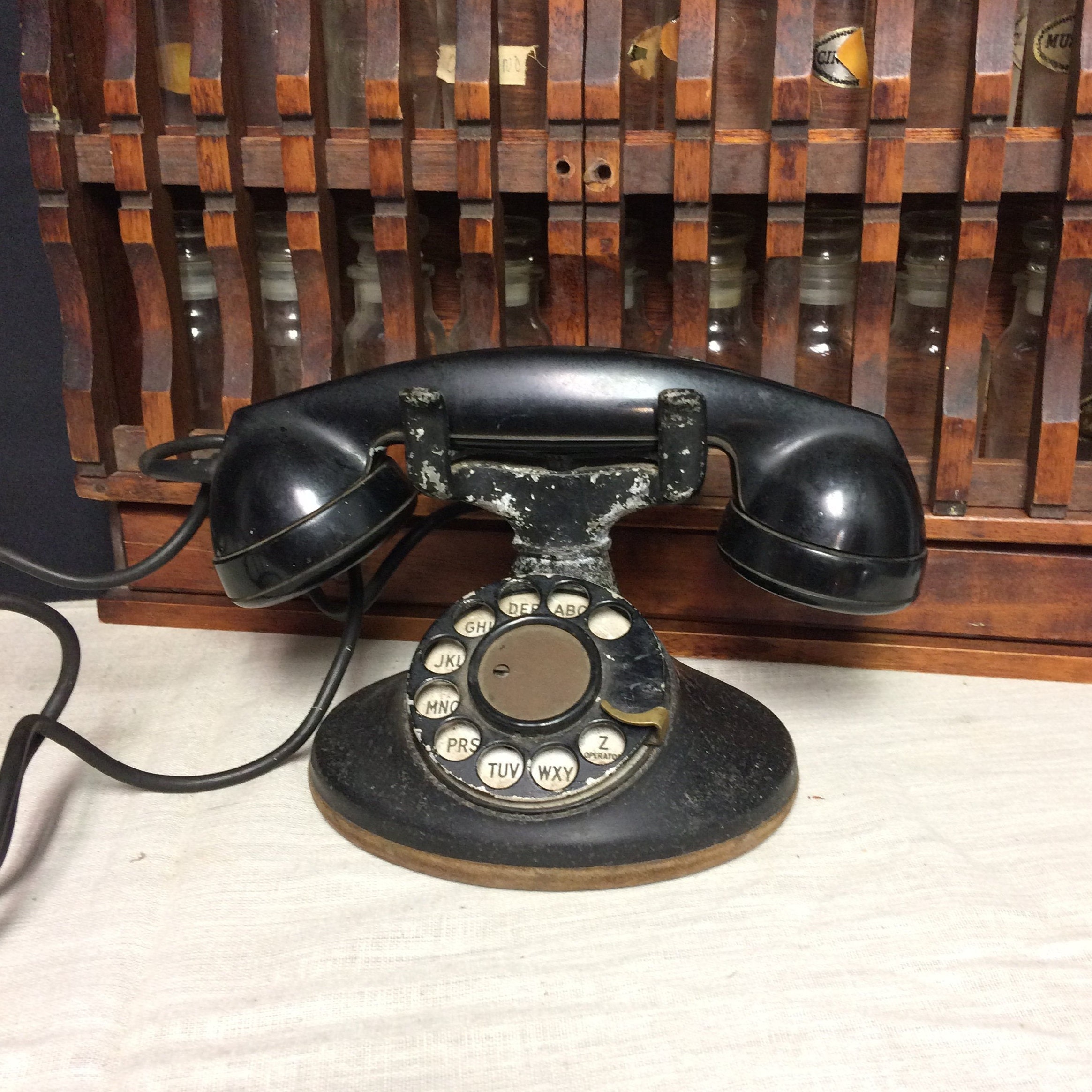 Antique Black 1920's Western Electric Rotary Desk