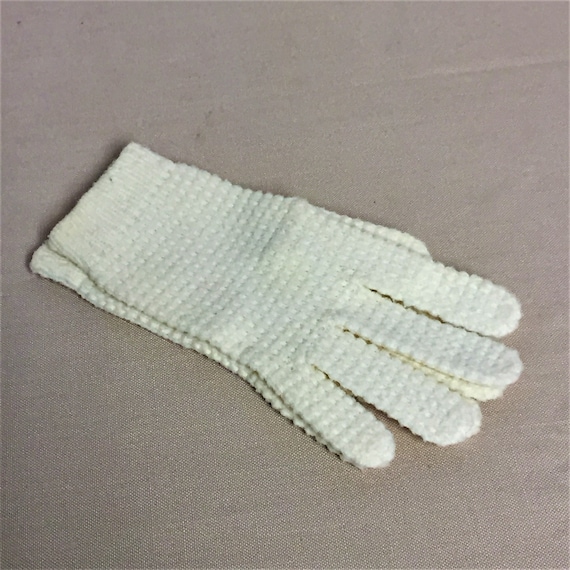 Vintage Knit Girls Gloves, Ladies Gloves, Handmad… - image 1