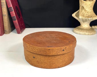 Antique Shaker Style Bentwood Box, Round Pantry Box, Primitive Kitchen Storage,