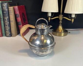 EPNS Silver Plate Teapot, Wicker Covered Handle
