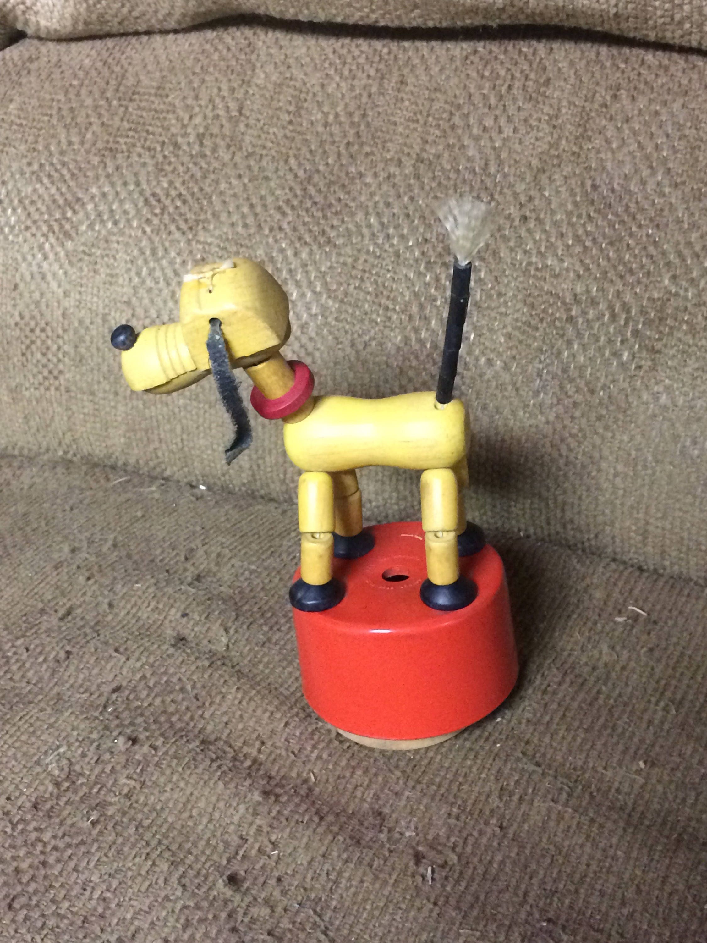 1950's Pluto Wooden Push Puppet with Red Base