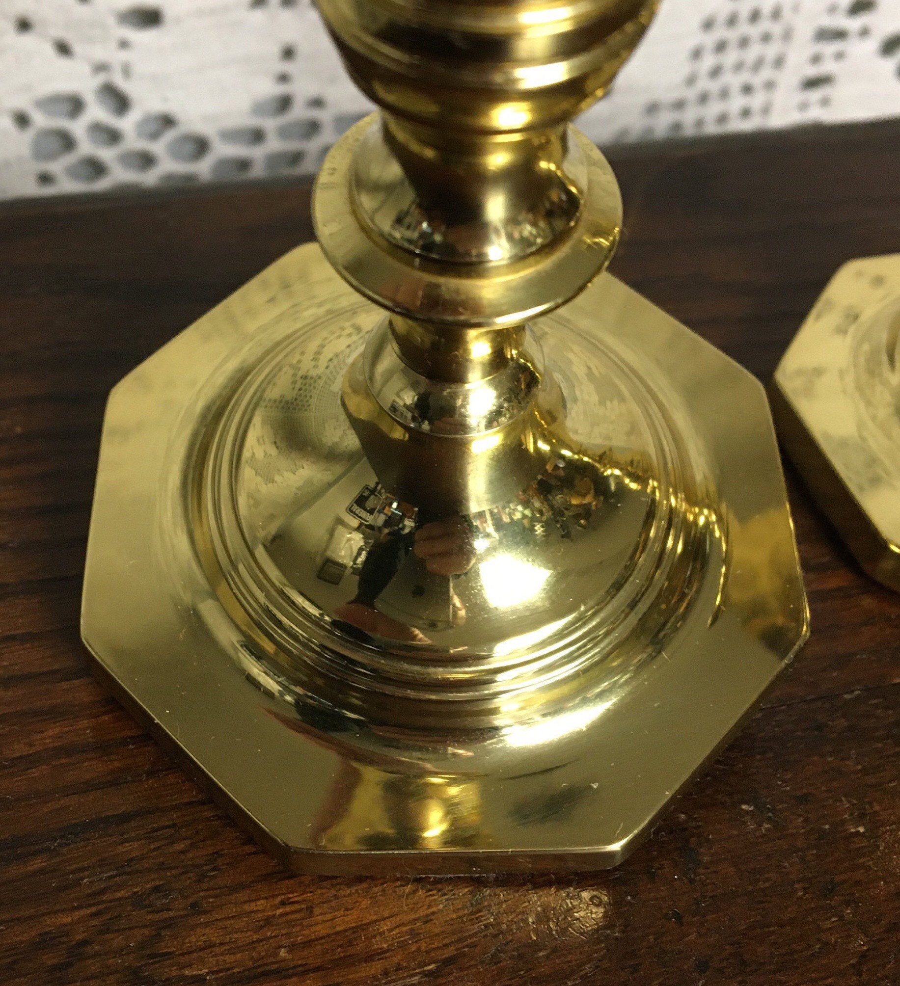 Pair Baldwin Brass Candle Holders, 7 Tall, Solid Brass Candlesticks