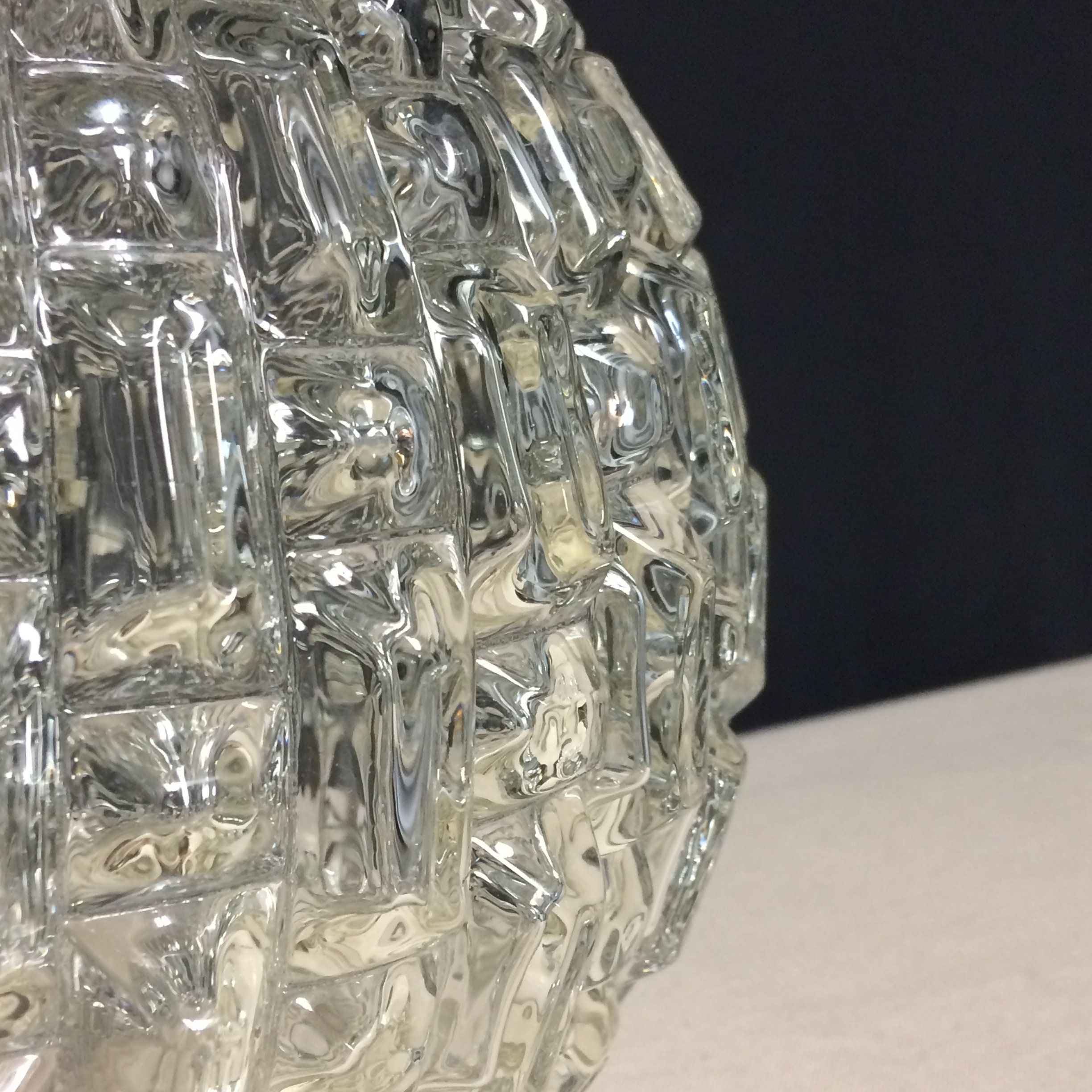 Vintage Cut Glass Pendant Ball Light Globe Shade, Art Deco Round Ball