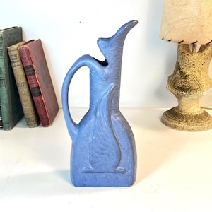 Niloak Pottery Blue Bird Pitcher, "Flying Eagle", Made in U.S.A.