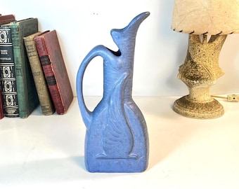 Niloak Pottery Blue Bird Pitcher, "Flying Eagle", Made in U.S.A.
