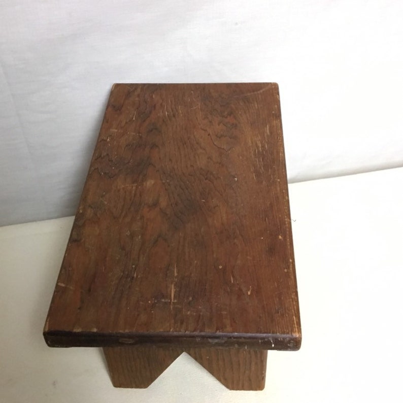 Ranch Farmhouse Garage Foot Stool Wooden Stool Industrial Painted Brown Rustic Handmade Primitive Decor Stepstool