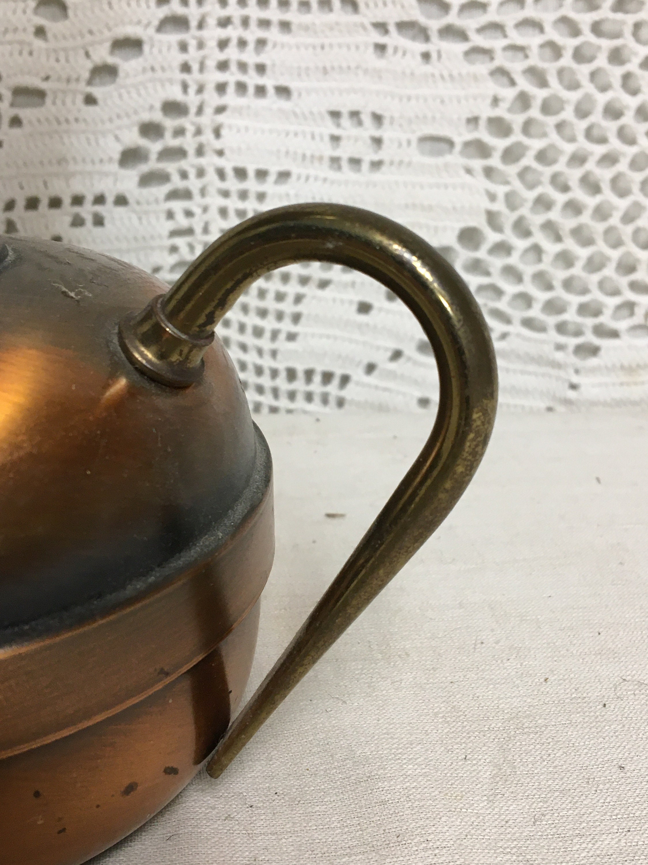 Mid Century Copper Teapot Electric Table Lamp with Glass Chimney, Night