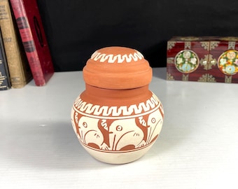 Terra Cotta Ginger Jar with Lid,  Ecuador Pottery,