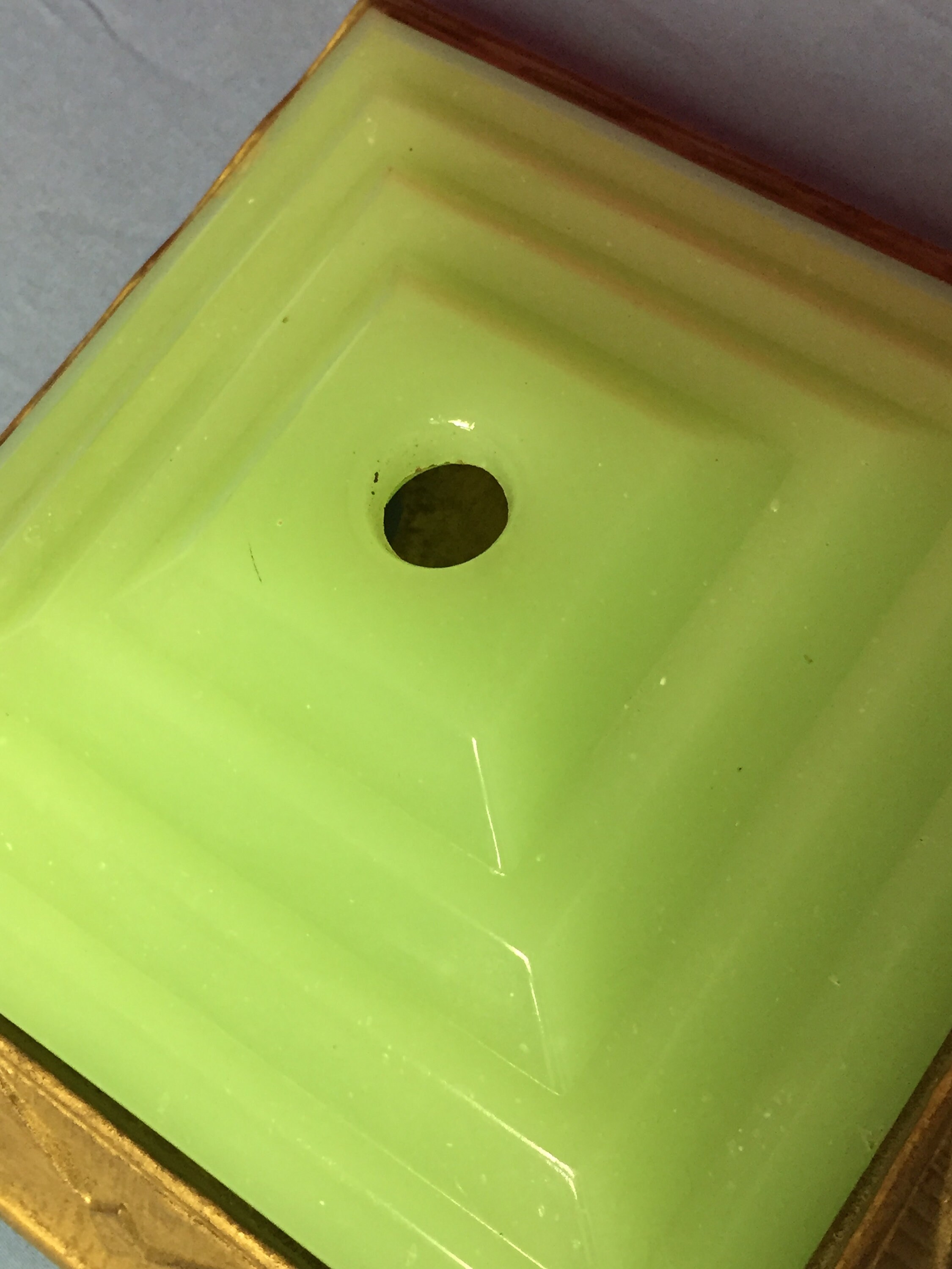 Antique Cast Iron Jadeite Floor Lamp Base, Floor Lamp Parts, Green Jade Smoking Stand Footed