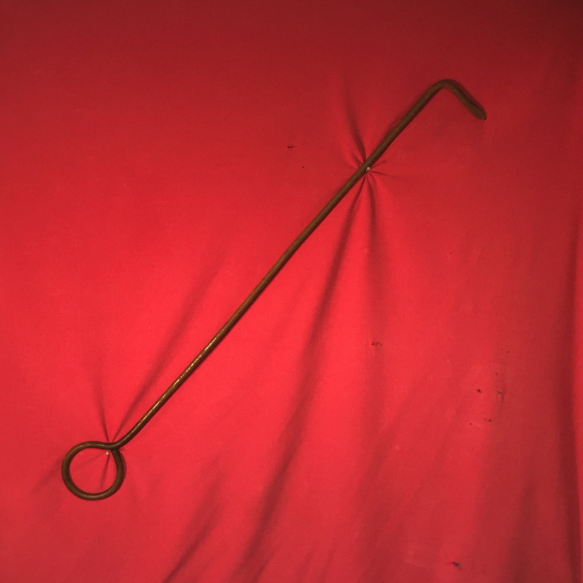 Antique Large 48 Hand Iron Fireplace Log Poker, Primitive