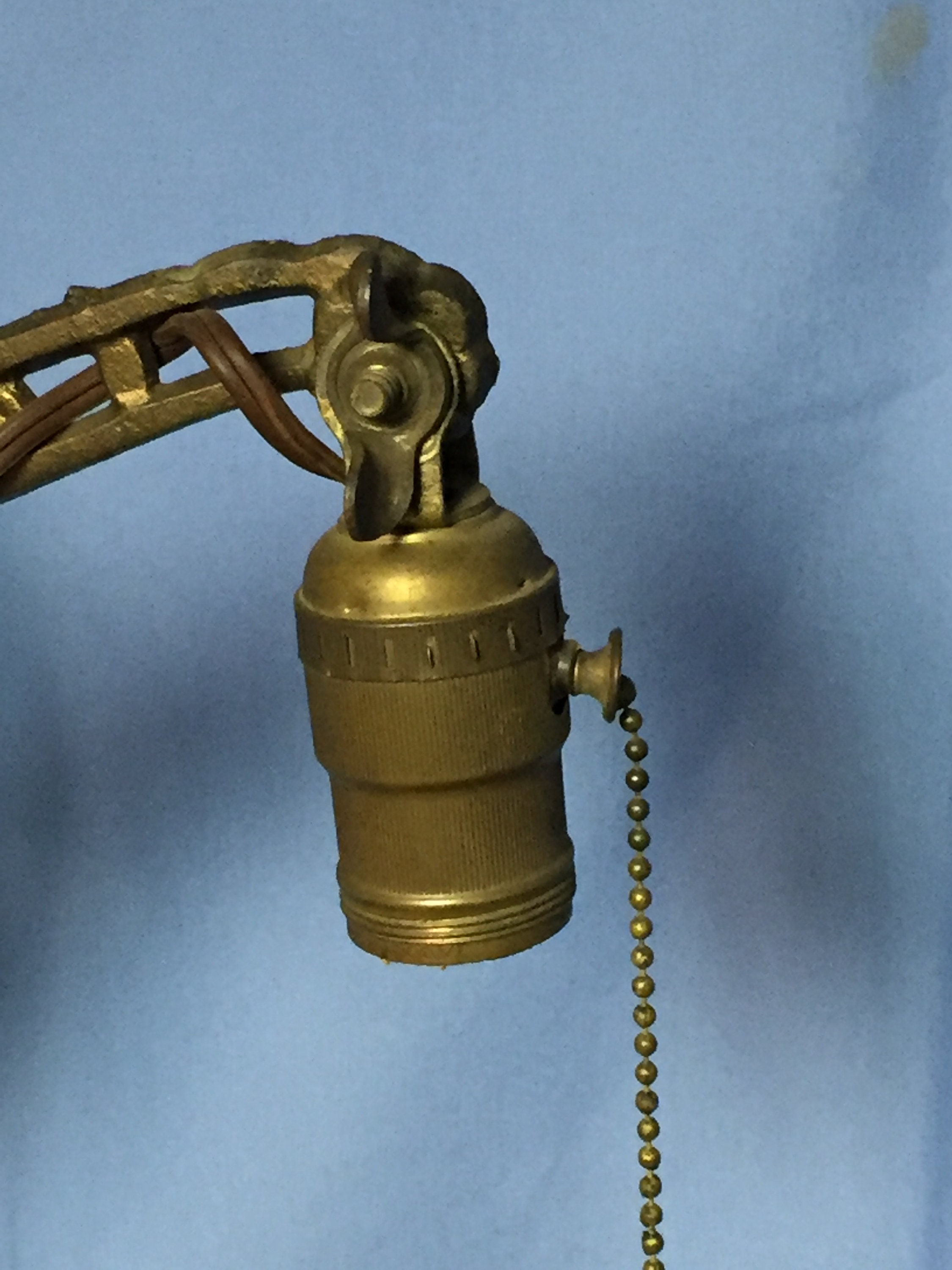 Very UNIQUE 1930's Cast Iron Bridge Arm Floor Lamp w/ Bird Bridge Arm