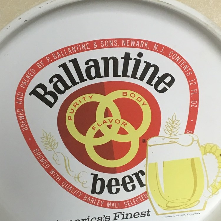 1980's Ballantine Beer Serving Tray, Beer Advertising, Breweriana, Man Cave