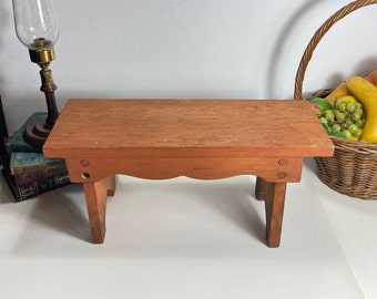 Vintage Homemade Wooden Stepstool, Handmade Wood Plant Stand Footstool