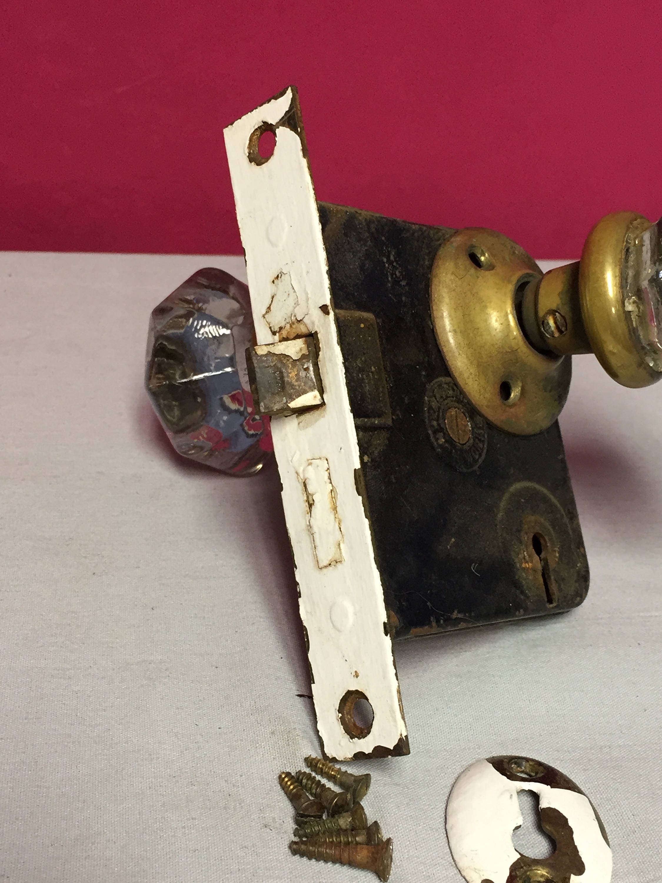 Antique Reading Knob Works Glass Door Knob Mortise Latch Lock Set